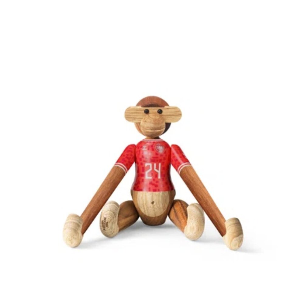 Handmade Danish Design by Kay Bojesen X DBU Commemorative Mini Monkey Teak Wood